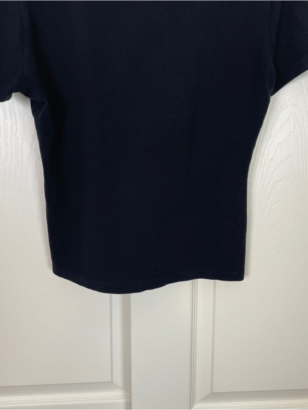 Burberry London Black Pique Knit Cropped Polo Shirt Plaid Trim Sz M - Picture 6 of 10
